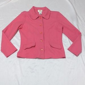 Talbots Bubblegum Pink Wool and Alpaca Blend Fitted Button Up Coat Preppy Winter